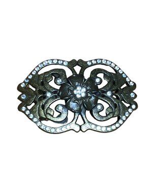 Rhinestone Belt Buckle Womens Flower Metal Gold Tone Western Boho Brass Look